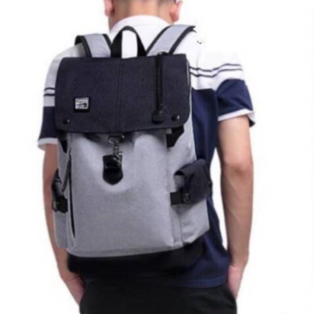 Tas Sekolah Ransel Backpack Cowok Cewek SMP SMA SD SMU Murah Kent Codora Bomber Murmer Abu Kanvas