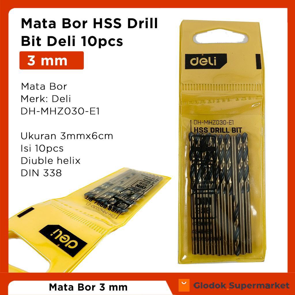 Mata Bor 3mm HSS Drill Bit Deli 10pcs DH-MHZ030-E1