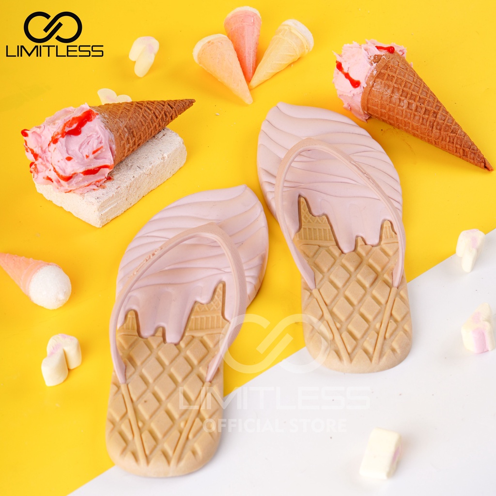 ICE CREAM BLACKPINK Sendal Jepit Wanita Karet Sandal Japit Cewek Korean Style Import Terbaru Lucu