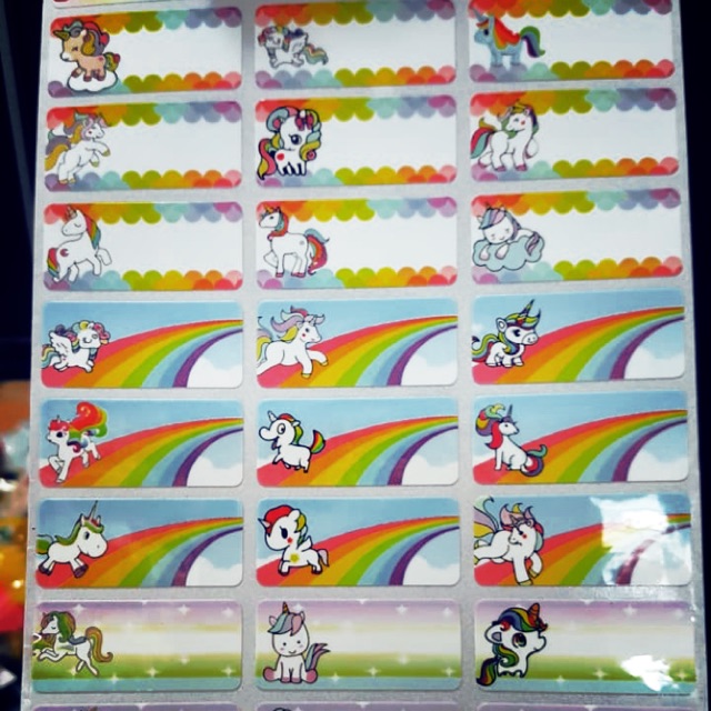 

STICKER NAMA WATERPROOF / LABEL NAMA WATERPROOF / UNICORN / size M / size L / MEDIUM / LARGE