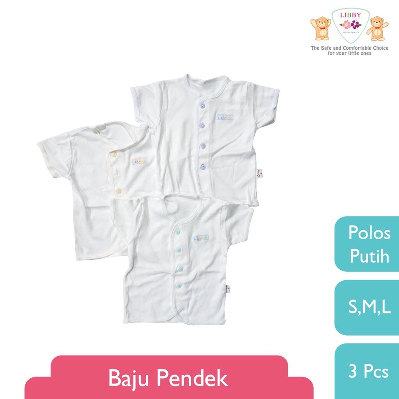 Libby BAJU PENDEK Bayi Anak Polos (3pcs/pack) Baju Lengan Pendek Bayi UNISEX