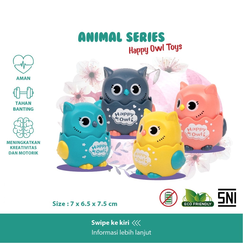 Happy Owl Mainan Edukasi  Anak Press n Go Burung Hantu Box