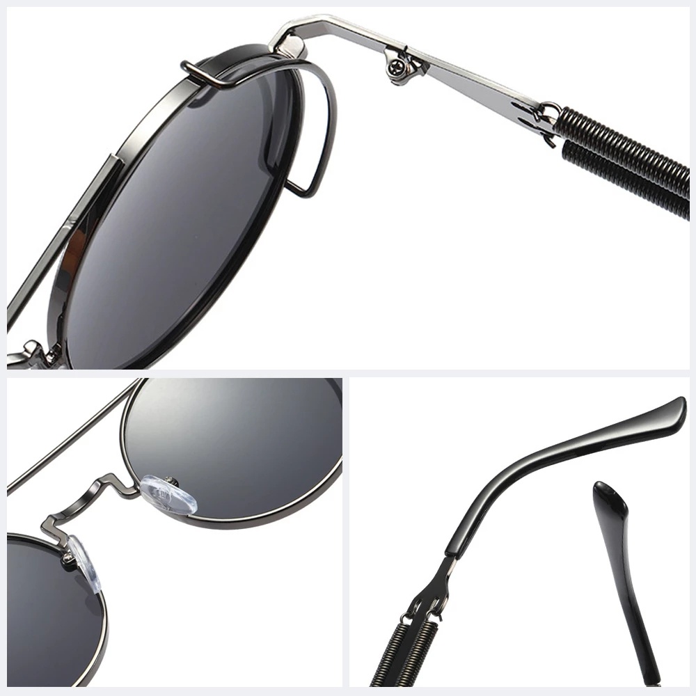 1pc Fashion Retro PC Hollow Spring-Legged Punk Style Sunglasses For Driving, Travel, Fishing Ect..