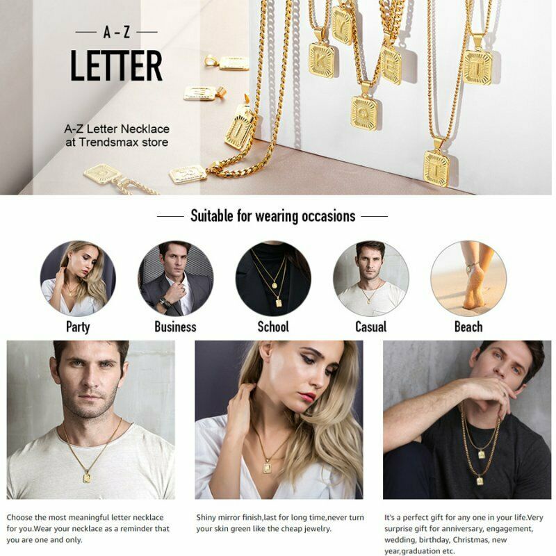 Kalung Rantai Liontin Inisial 26 Huruf Lapis Emas Perak Ukuran 22 Inci Untuk Pria Dan Wanita