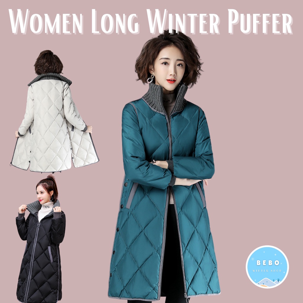 Jaket Panjang wanita turtleneck Winter Long Coat