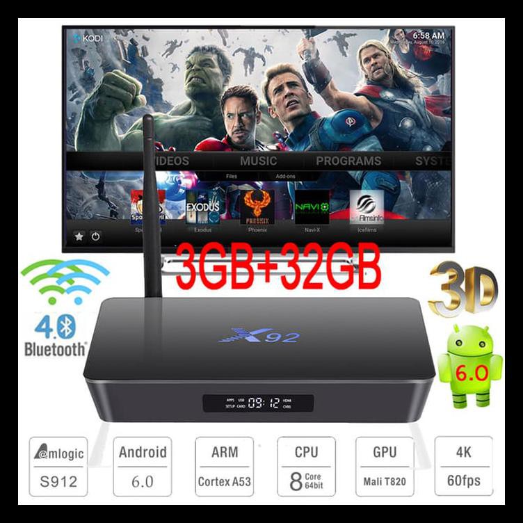 Murah (Ram 3/ Rom 32) Android Tv Box X92 Octa Core 64-Bit + Kodi 17.1 Loaded Boom Sale