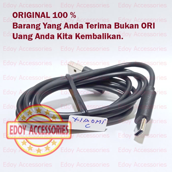 Kabel Data Xiaomi Mia1 Mi A1 Mi6x Mi 6X Kabel Casan Cas Type C Original 100 Hitam