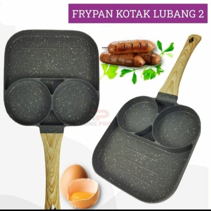 Fry Pan Kotak 2 Lubang / panci penggorengan telor