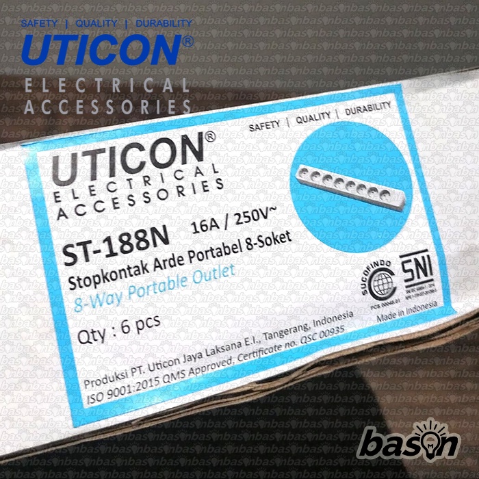 UTICON ST188N TANPA KABEL - Stop Kontak 8 Lubang Arde + Terminal Panel Multi Outlet