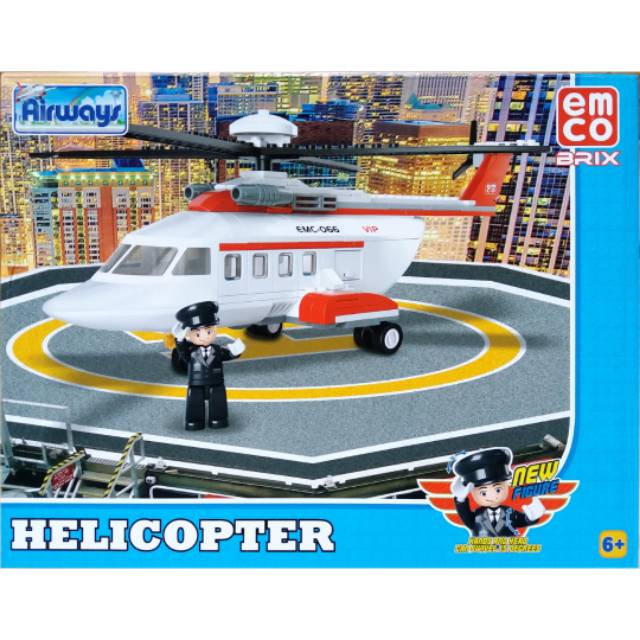 LEGO EMCO BRIX AIRWAYS HELICOPTER EMC-066 MAINAN BLOCKS