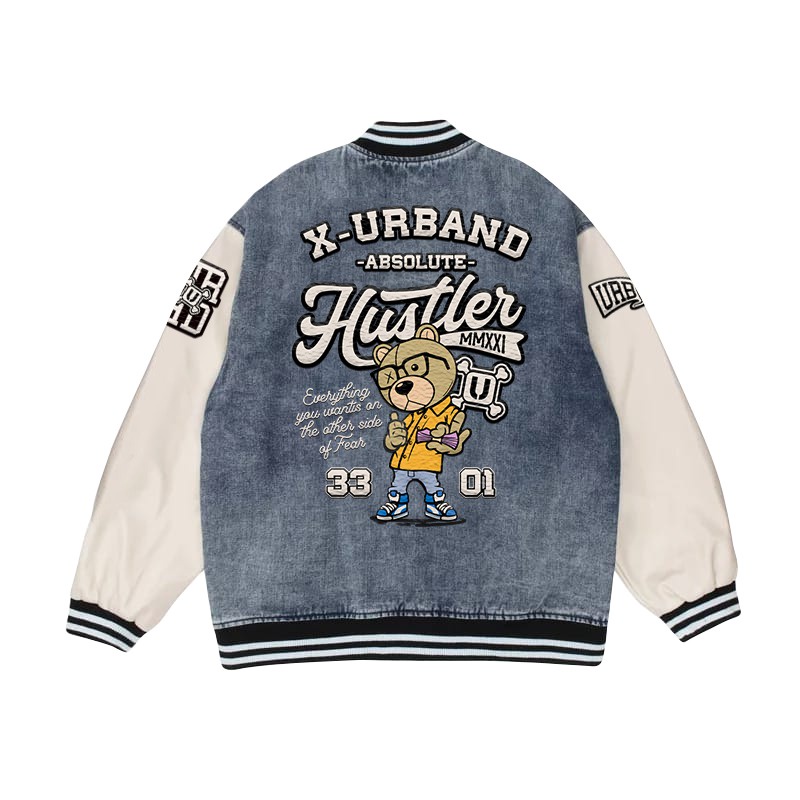 Dhozen Varsity Jacket Denim Bear University A259