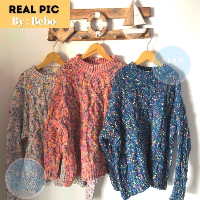 Oversized Cable Knit Sweater Rajut Tebal Wanita untuk Musim Dingin