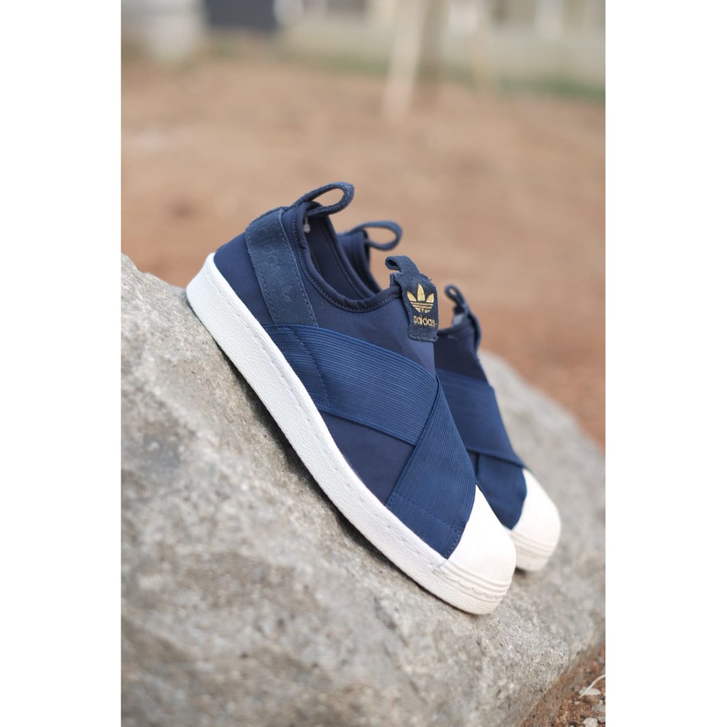 SEPATU ORIGINAL-SEPATU PRIA-SEPATU WANITA-Adidas superstar slipon Navy white-TERBAIK-TERLARIS