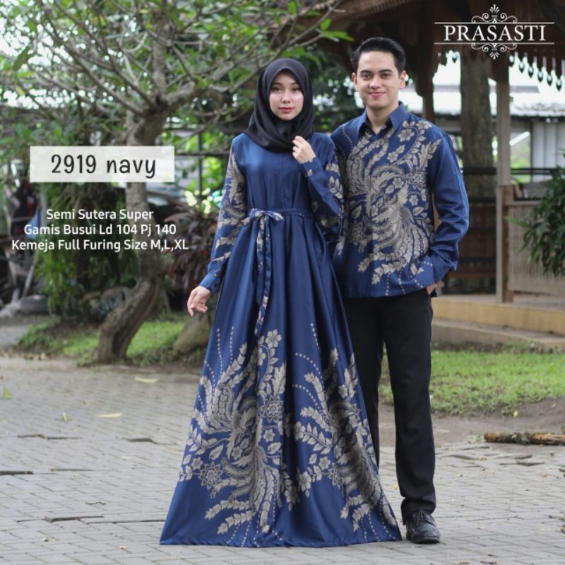 couple batik bahan semi sutra kode 2919,kemeja lengan panjang