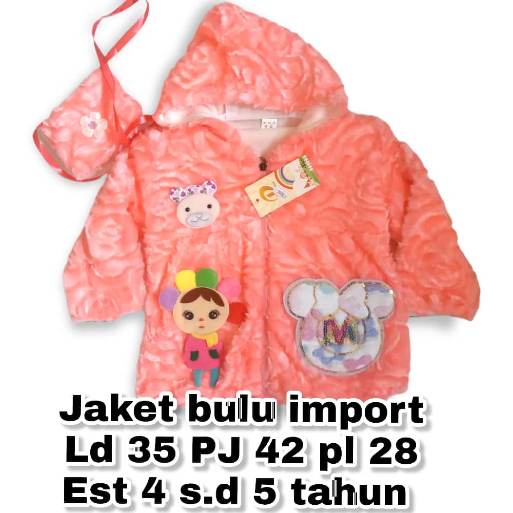 Jaket Anak Perempuan Bulu Impor Halus