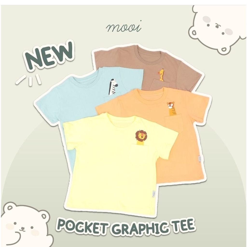 PROMO 7.7 PROMO BAJU LEBARAN MURAH Mooi Kaos Anak Pocket Unisex Graphic Pocket Tee Atasan anak kaos anak laki Kaos anak perempuan 1-5 thn