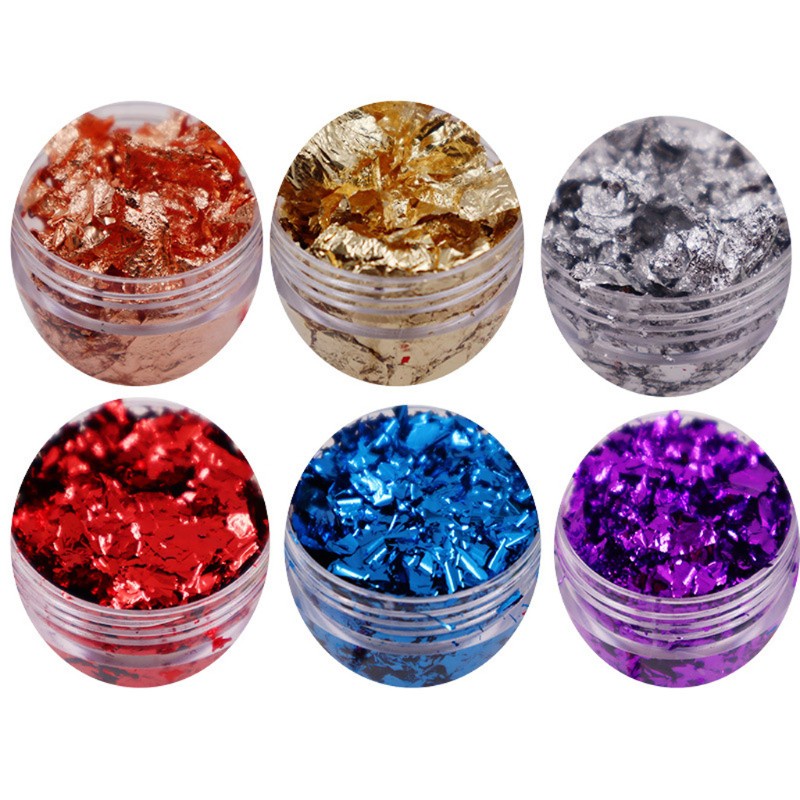 Glitter 6 Warna Metalik Foil Resin Epoksi Untuk Membuat Perhiasan