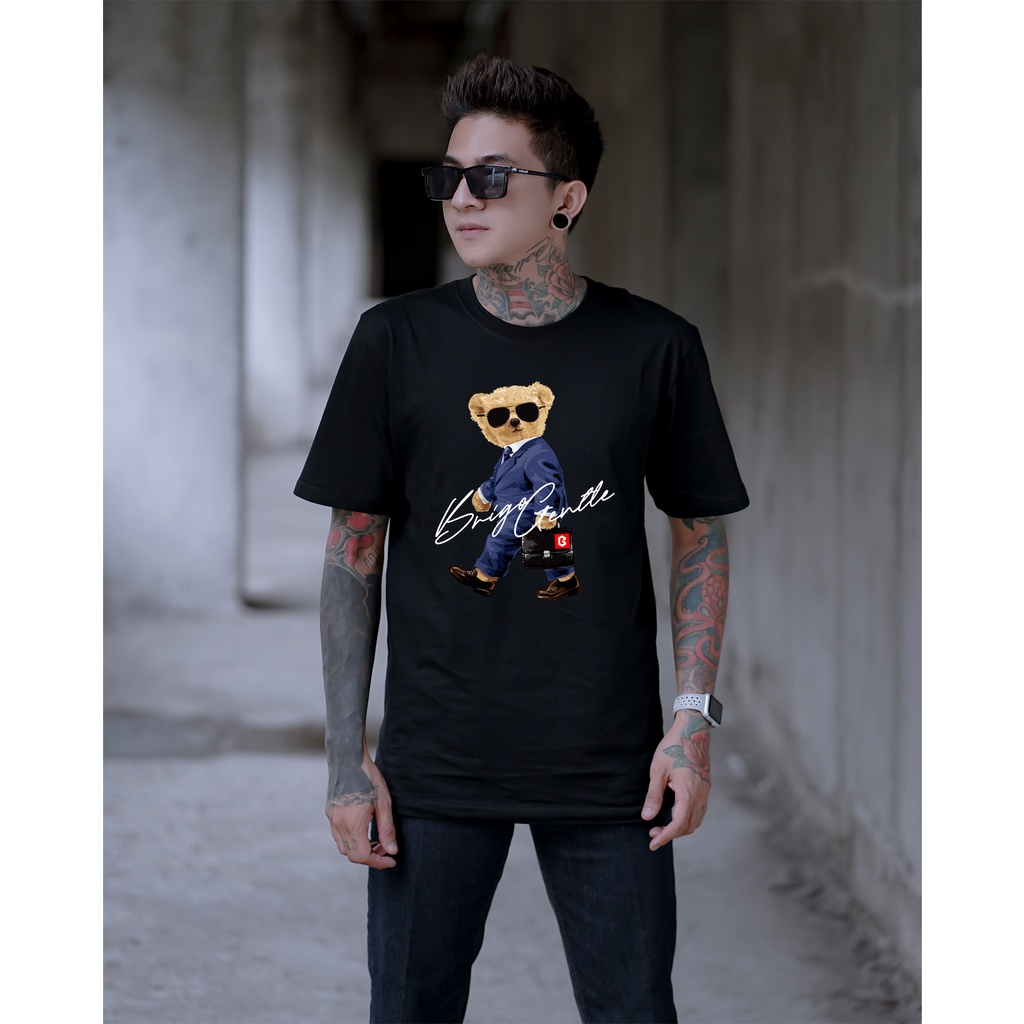 BRIGO Kaos Lengan Pendek Bear Gentle II Kaos Distro BRIGO Beruang Gentle II Kaos Katun Combed M-XL ( Pria &amp; Wanita )