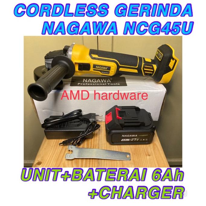 NAGAWA NCG45U Gerinda Cordless Brushless 4" Baterai 6Ah + Charger 21V