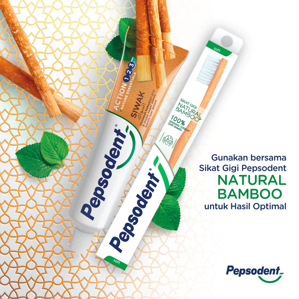 Pepsodent Action 123 Nature Essentials Siwak Pasta Gigi Halal 65gr