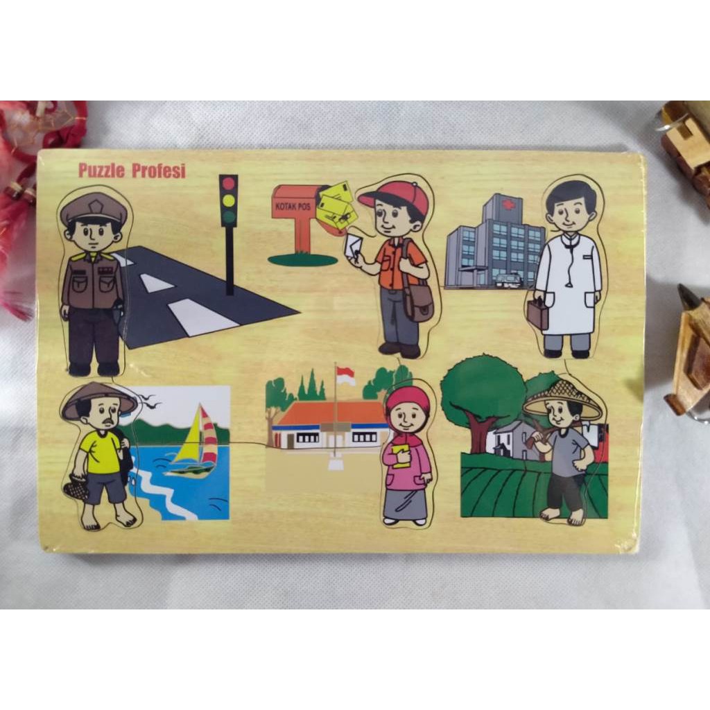 PUZZLE GAMBAR PROFESI BAHAN KAYU. PASEL KAYU. MAINAN EDUKASI PUZZLE KAYU. RIENS COLLECTIONS