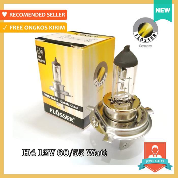 BOHLAM LAMPU H4 FLOSSER GERMAN 12V 60/55 WATT
