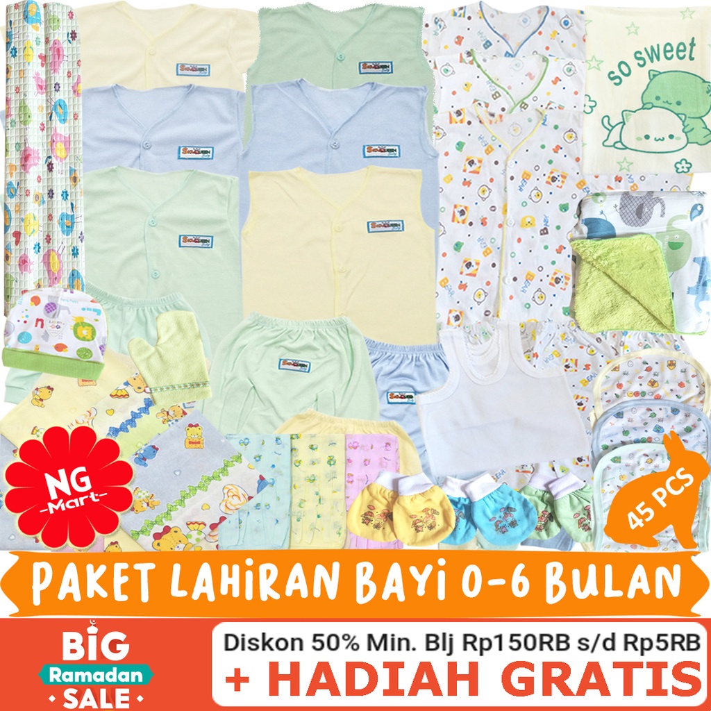 45PCS PAKET LAHIRAN PERLENGKAPAN BAYI BARU LAHIR LENGKAP NEWBORN SNI KADO HAMPERS-1
