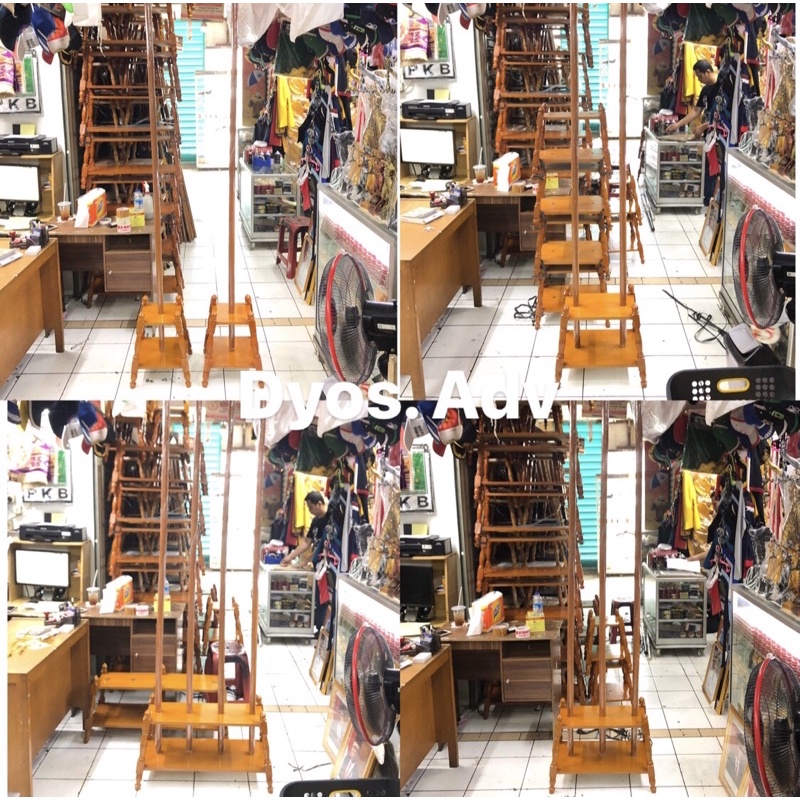 Tiang pataka bendera ruangan satu set tiang dan tatakan lubang 5