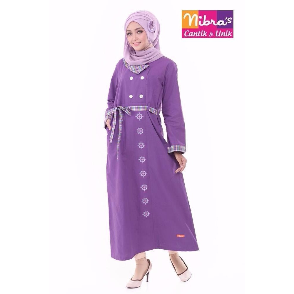 PROMO TERMURAH Model Baju Wanita Terbaru Nibras NB 130 Ungu ORIGINAL Gaun Muslim