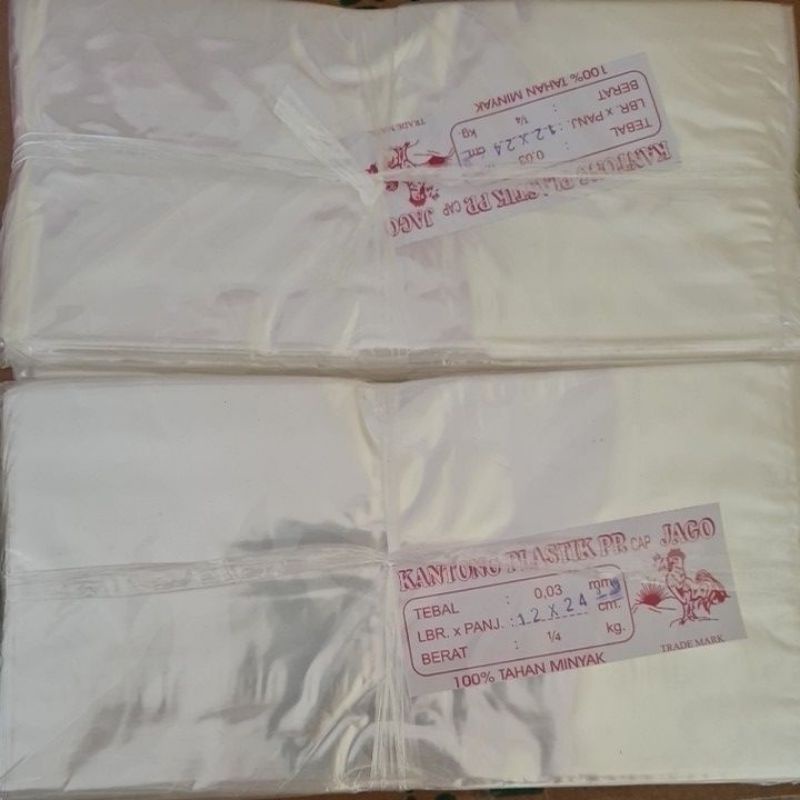 Platik PP cap Jago 12x24 | 15x27 bening, berkualitas