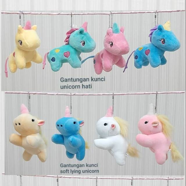 Keycahain boneka unicorn kuda pony lying impor miniso souvenir kado animal