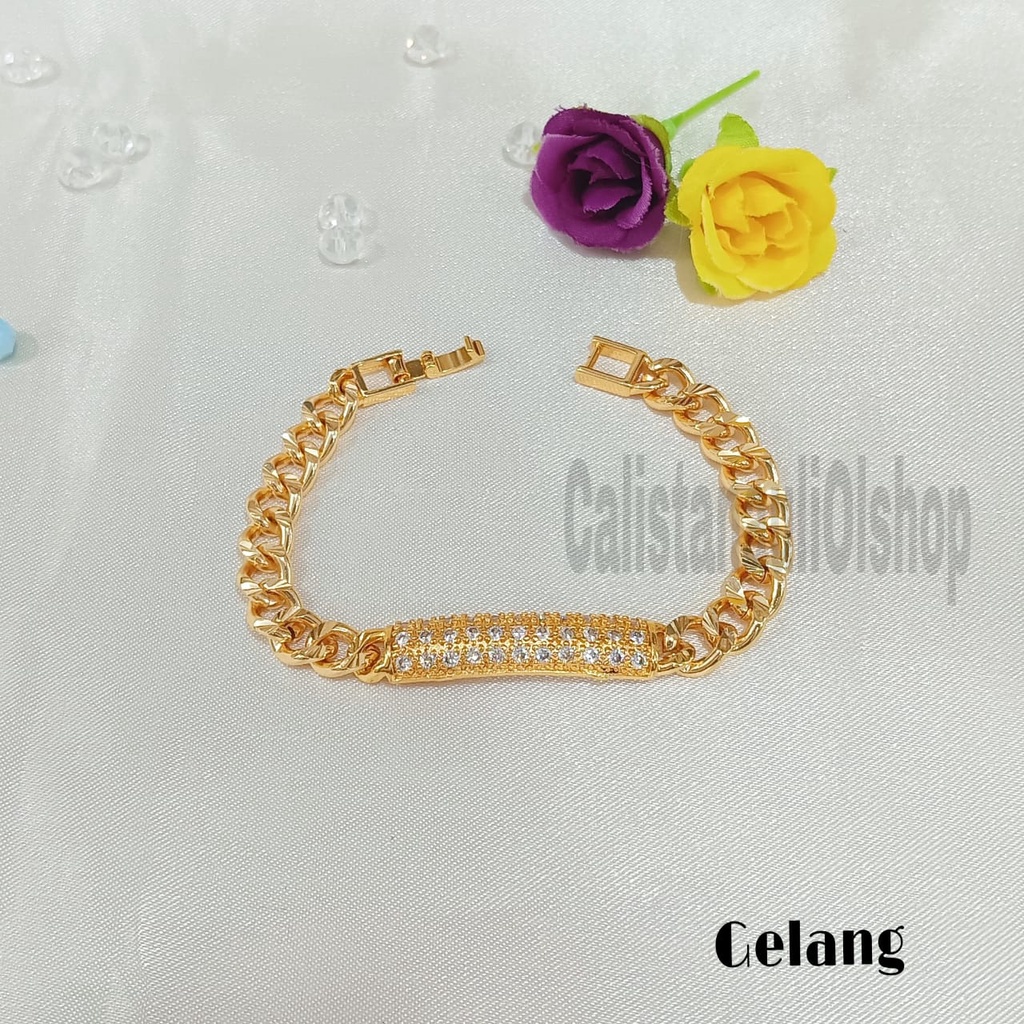 GELANG+CINCIN OVAL 1 PERMATA ZIRCON DESAIN PERMATA SUPEL ELEGAN PERHIASAN EMAS KOREA ANTI KARAT DAN ANTI LUNTUR