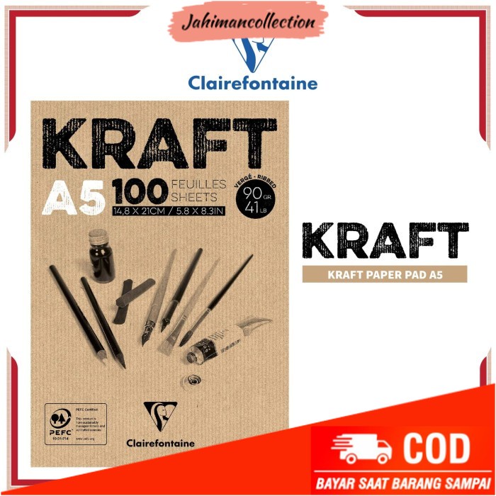

✨ BISA COD ✨ Buku Sketsa Clairefontaine A5 Kraft Brown Paper Pad