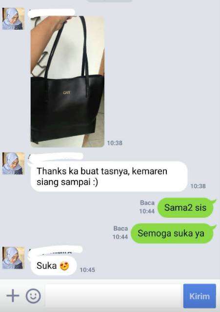 TOTEBAG WANITA - INITIAL HANNAH - BLACK, BISA REQUEST NAMA