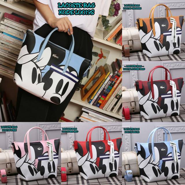 Tas wanita LACOSTE MICKEY MOUSE BAG L0019S/top handle/hand bag/tote bag