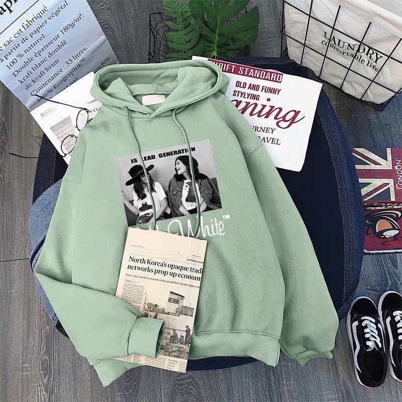 Sweater Hoodie Wanita Pria V Off White / Pakaian Wanita Pria / Warna Mint-Hitam-Cream