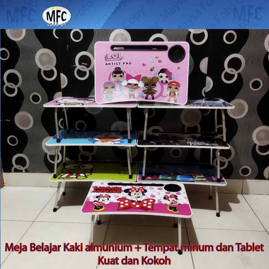 MEJA LAPTOP / MEJA BELAJAR LIPAT KARAKTER LAPTOP DAN TEMPAT GELAS