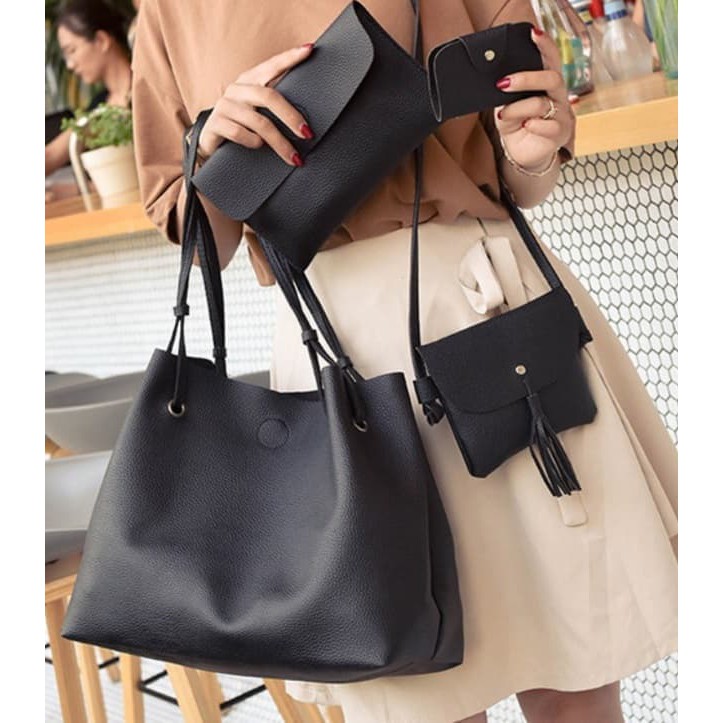 4in1 Tas Tassel Batam bag IMPOR Wanita #15 Bucket Korea Fashion Tote Kulit Selempang Slempang Cewe