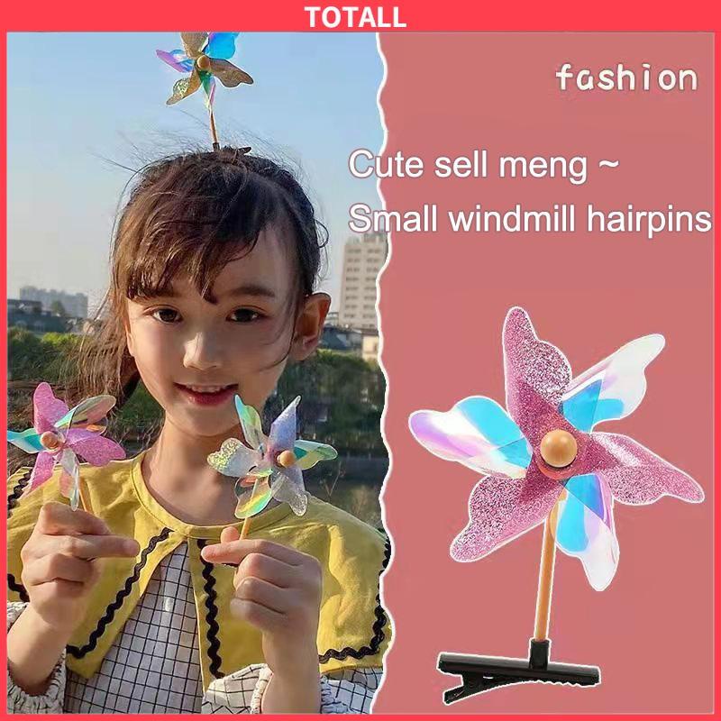 COD Anak-anak Lucu Berputar Pinwheel Jepit Rambut Kreatif Hiasan Kepala Klip Atas-Totall