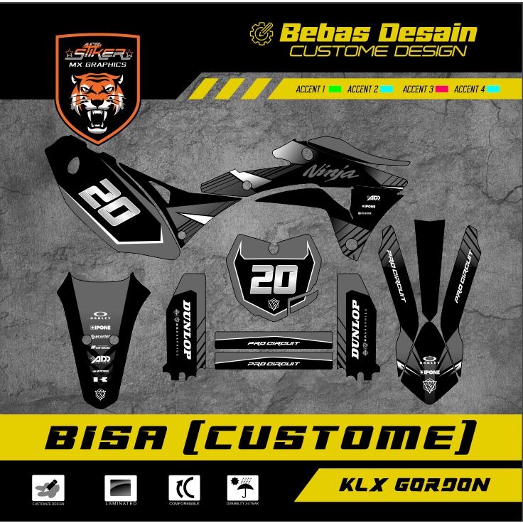 DECAL KLX GORDON GREY FREE CUSTOME DESIGN