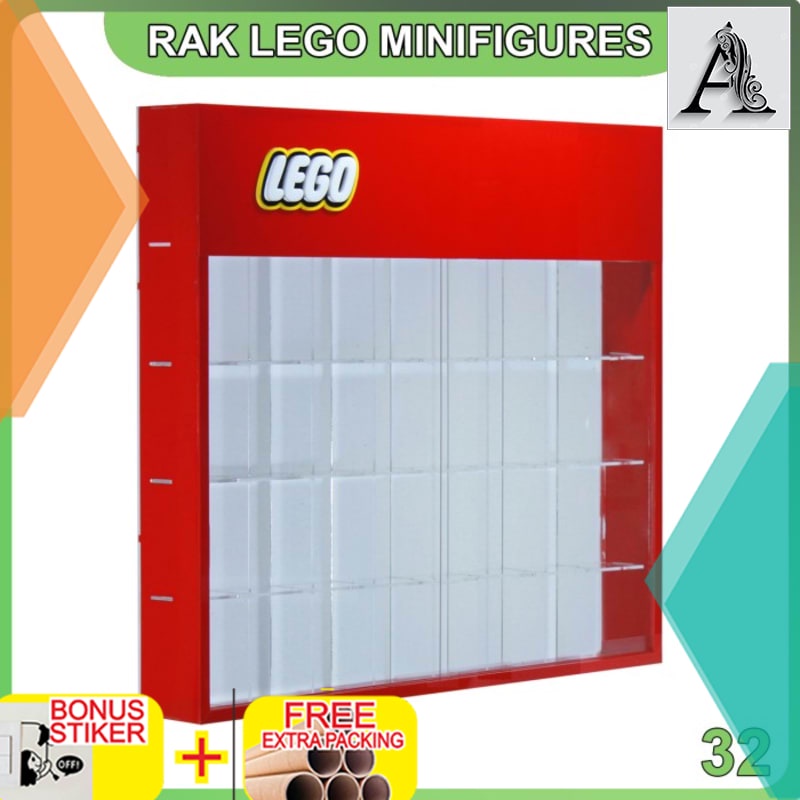 

Terlaris LEGO Rak Acrylic Minifigure Isi 32 - Merah
