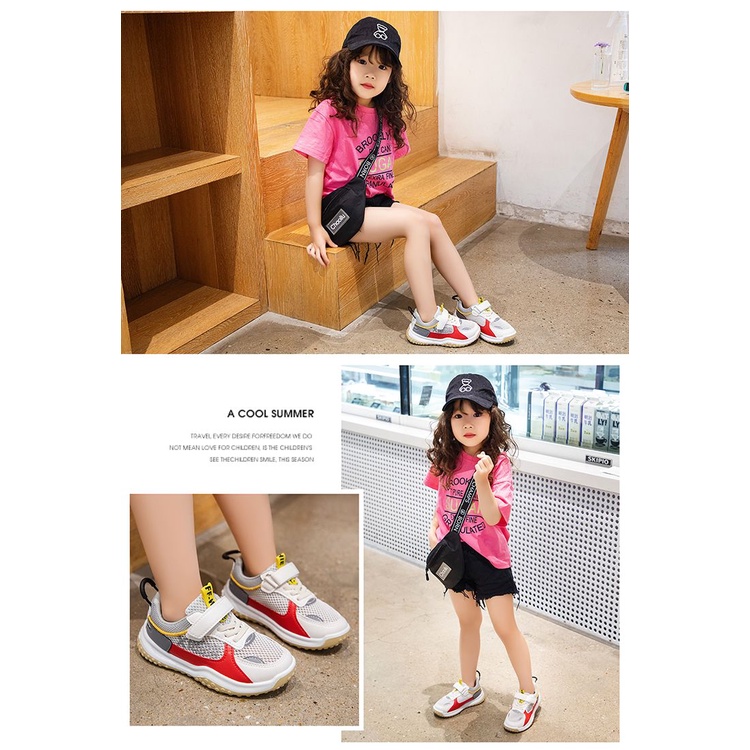 [GROSIR][COD] SEVEN_DAY SEPATU GESPER SNEAKERS ANAK-ANAK UNTUK USIA 3-9 TAHUN BOY &amp; GIRL MERAH WM2313