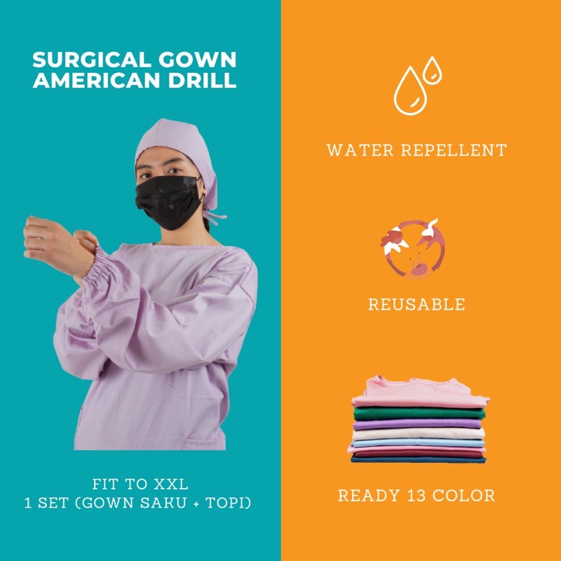 Surgical Gown American Drill / APD gown / Gown medis