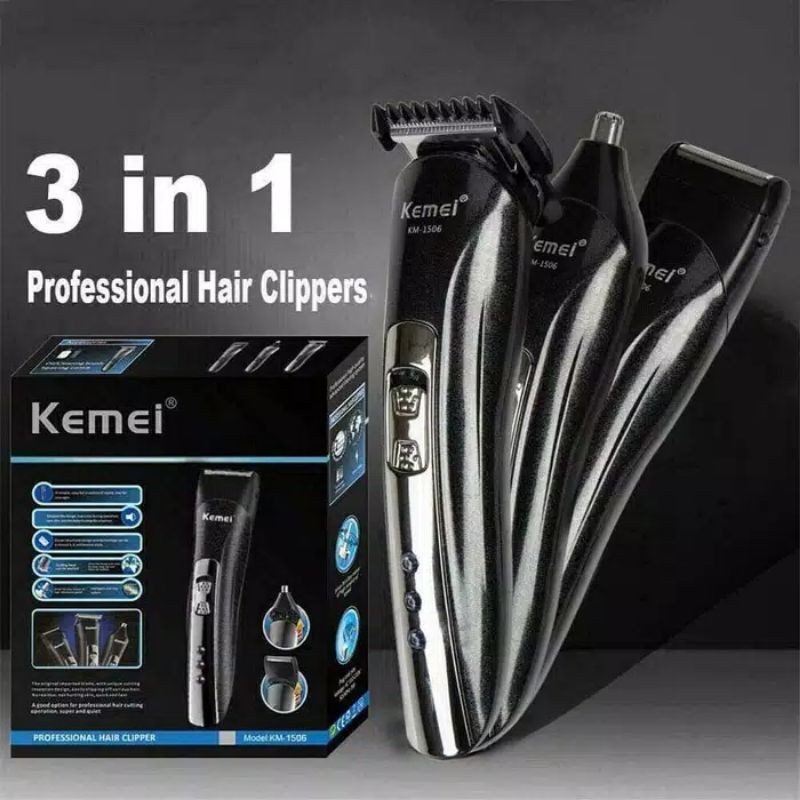 kemei Km-1506 3in1 / alat cukur rambut / mesin cukur rambut / kliper / mesin cukur 3in1