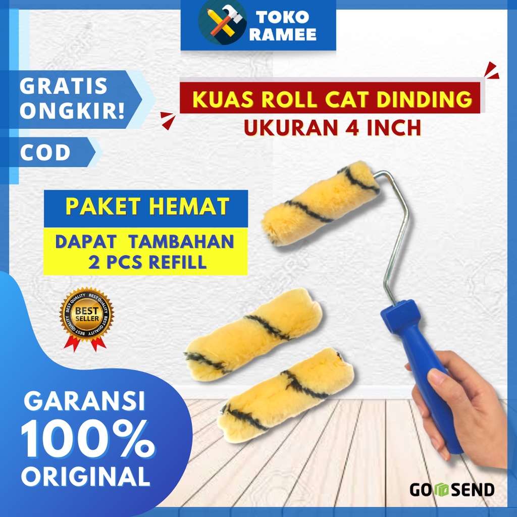 (Set 3 Pcs) Kuas / Koas Rol Roll Roller Untuk Alat Cat / Cet Tembok Dinding Motif Cat Dinding Kecil 