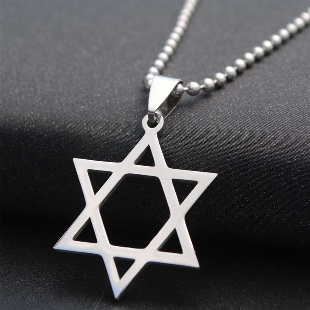 Hu Hu Hu Hu Hu Alat Bantu Pasang Kacamata♡ Kalung Rantai Liontin Hexagram Bahan Stainless Steel Untuk Unisex