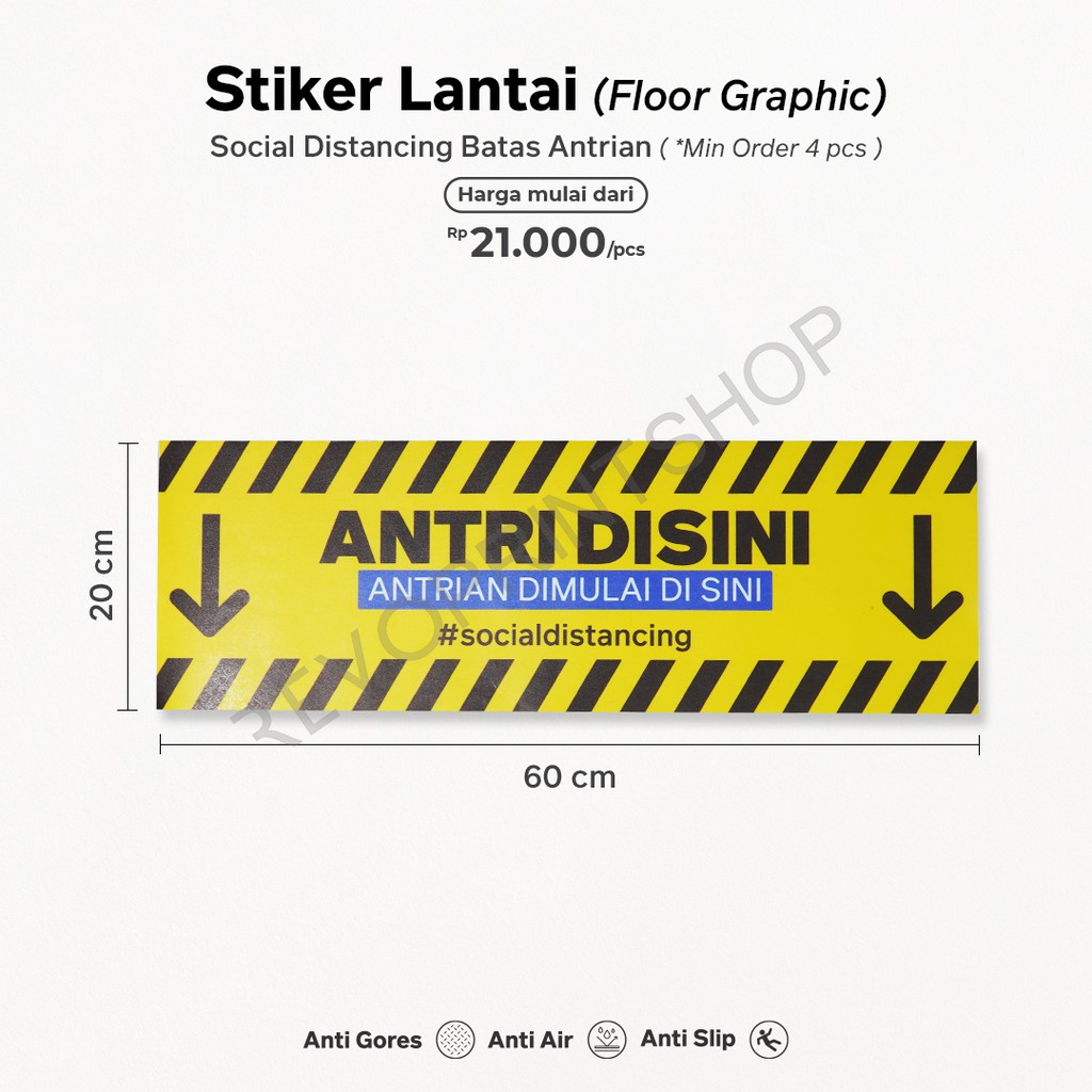 

Stiker Social Distancing 60x20cm / Stiker Jaga Jarak / Stiker Lantai / min pemesanan 4 pcs