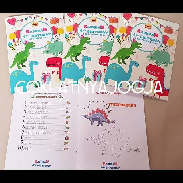 

(PO 13hr kerja, MIN 20) Birthday Souvenir Activity Book Tema Cute Dinosaurus