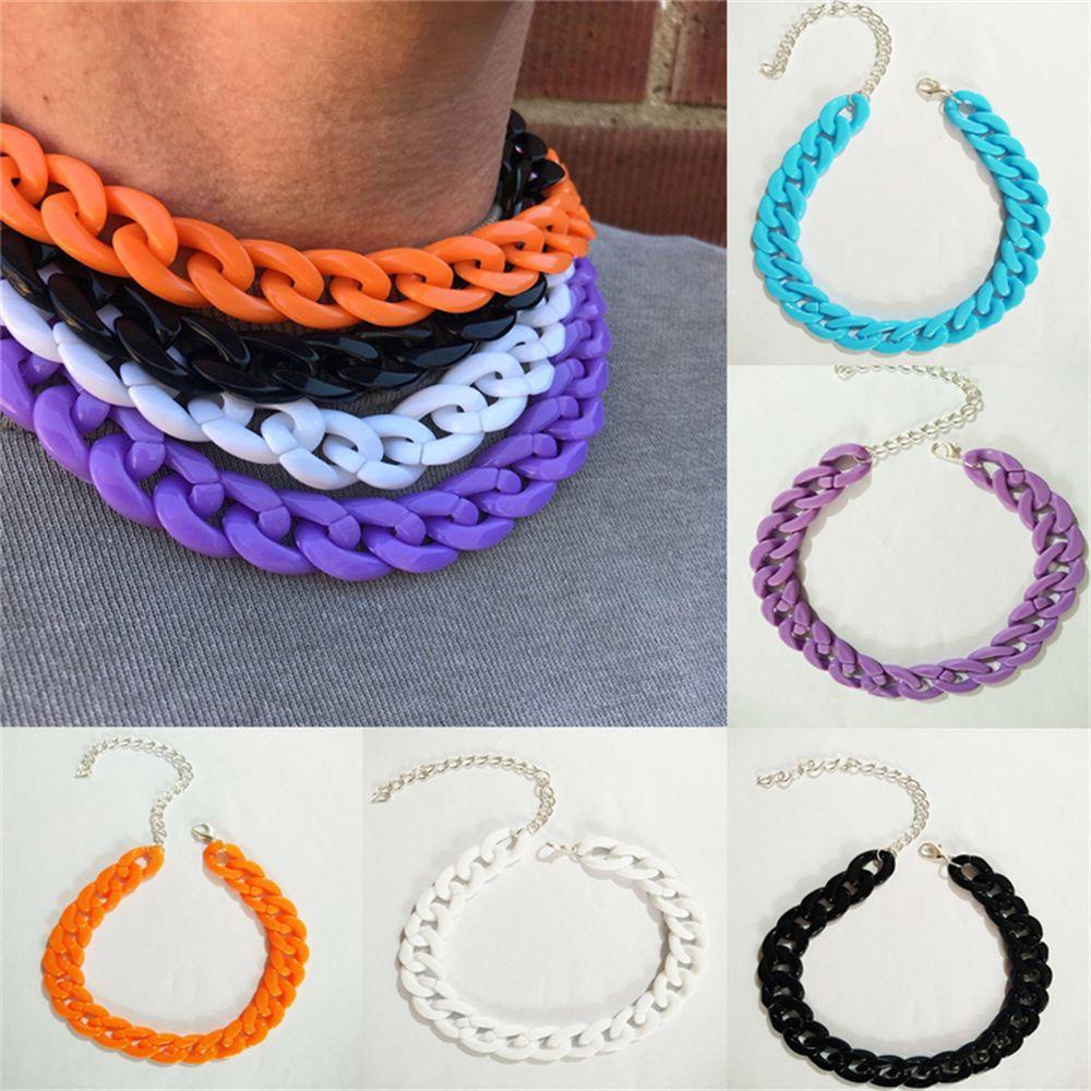 Suyo Kalung Rantai Keren Unisex Rock Chunky Chain Gothic Akrilik Hip Hop