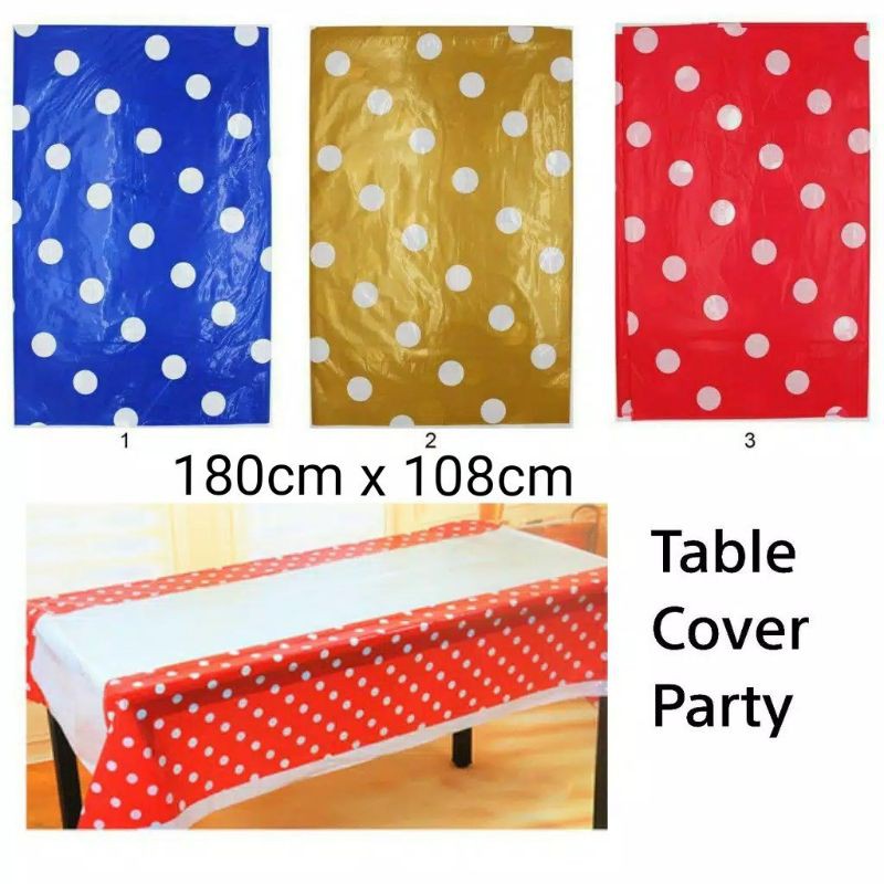 table cover pesta polcadot taplak meja party ulang tahun bridal shower baby shower